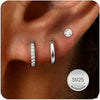 Silver Non-tarnishing Earrings Set Stacked Mini Cubic Zirconia Earrings Mother's Day Gift for Women - Image 1