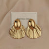 Charming heavy metal fan-shaped spiral gold-plated women's earrings, and stainless steel, wife gift - Image 7