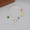 Rainbow Round Bead Teddy Bear Necklace Silver Sweater Chain Collarbone Chain Multifunctional Jewelry - Image 8