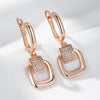 Rose Gold Color Glossy Metal Square Long Earring for Women Shiny Zircon Accessories Daily Jewelry - Image 5