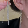 Classic Long Tassels Shiny Silver Color Drop Dangle Earrings for Women Wedding Bride Korea Earring Jewelry Gifts - Image 1