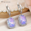 Elegant Rectangle Crystal Dangle Earrings For Women Wedding Rose Gold Color Cubic Zirconia Jewelry - Image 9