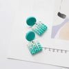 Cute Multi-Gradient Color Square Polymer Clay Earring Stud Set Handmade Braided Knitting Pattern Women's Jewelry Gifts - Image 4