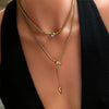 316L Stainless Steel Snake-Chain Necklace with Small Stone Pendant - Image 6