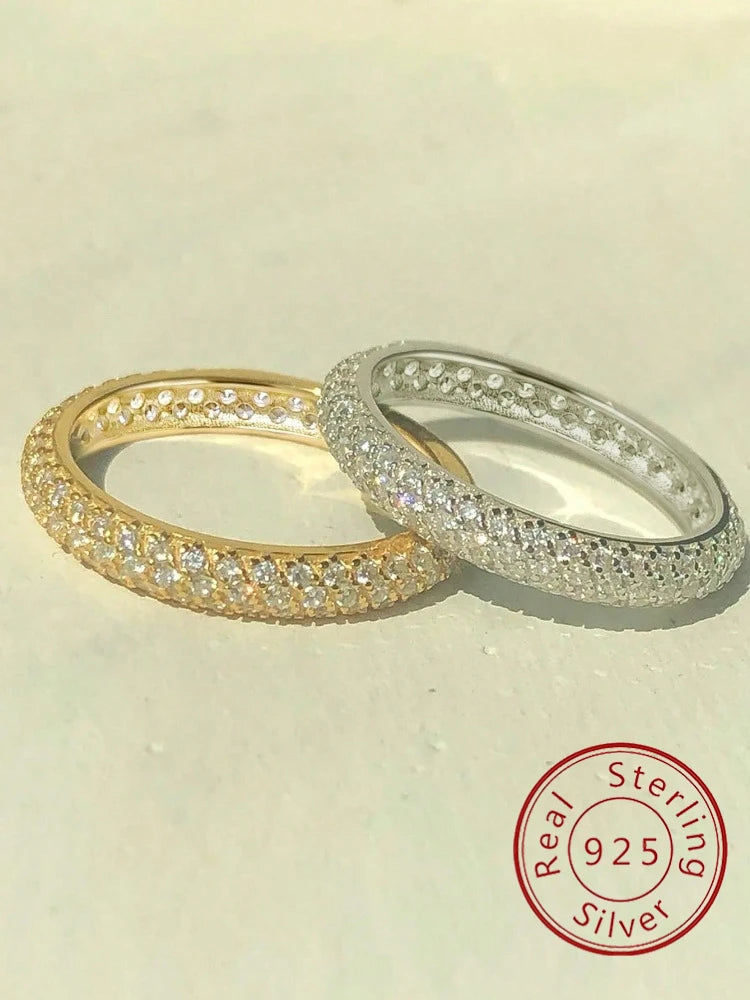 Silver Simplicity Zircon Stackable Plain Ring For Women Daily Life Party Anniversary Jewelry - Image 1