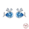 Silver Elegant Sparkling Lucky Clover Hoops Earring For Women Jewelry Simple Colorful Flower Love Gift - Image 34