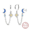 Silver Hoop Earrings Star Moon Stud Drop Earrings For Woman Party Wedding Accessories Jewelry Gift - Image 37
