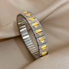 Simple Elastic Stainless Steel Bangles for Women Vintage Classic Heart Star Inlaid Rhinestone Bracelet Bangle - Image 22