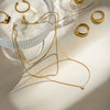 Miia Gold Plated Stainless Steel Three-layer Necklace with a Round White Cubic Zirconia Pendant, 35/40/45+5cm - Image 4