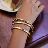 Classic Minimalist Gold Color Plated Inlay Zircon Hammer Patterned Circular Bracelets Stainless Steel Jewelry Party - Image 2