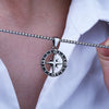 Layered Necklaces for Men, Sailing Travel Compass Pendant, Stainless Steel Cuban Figaro Wheat Chain, Casual Retro Collar - Image 4