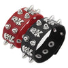 Wide PU Leather Skull Bracelet Punk Bracelet Adjustable Goth Cuff Bracelet Gothic Rivet Buckle Wristband For Women Men Jewelry - Image 1