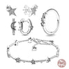 Classic silver sparkling star charm bracelet ring earring Valentine's Day romantic gift to lover - Image 1