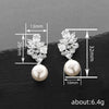 Silver Brilliant CZ Bridal Wedding Pearl Earrings for Women Bling Bling Drop Earrings for Women Jewelry - Image 6