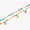 Three White Shell Eyes Blue Turquoise Stone Double Layer Feet Chains Gold Plated 316L Stainless Steel Anklet - Image 3