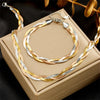 Dieyuro 316L Stainless Steel 3in1 Crossover Snake Chain Necklace Bracelets For Women Girl Jewelry Set - Image 21