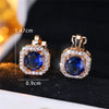 Crystal Round Stone Clip Earrings For Women Rose Gold Silver Color White Green Blue Zircon Jewelry Simple Gifts - Image 4