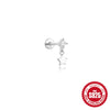 Silver 1pc Flower Shaped Inlaid Zircon Piercing Drop Earrings For Women Gold Jewelry Gift - Image 9