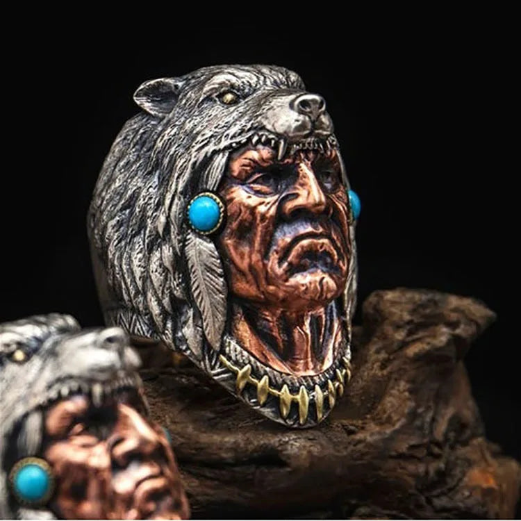 Personality Creative Celtic Tribe Chief Wolf Head Totem Vintage Ring for Men Domineering Punk Ring Party Jewelry Gift - Image 1