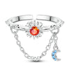 Clover Adjustable Ring Silver Rotating Cherry Blossom Flower Open Rings For Women Wedding Jewelry Gift - Image 19
