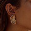 Yori Arrivals Hollow Fan Stud Earrings for Women Stainless Steel Summer Jewelry Recommend - Image 4