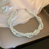 Twisted Imitation Pearl Choker Necklace with Beaded Strands - Image 3