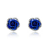 Rose Flower Rhinestone Stud Earrings For Women Blue Red Purple Round Bouquet Crystal Earring Wedding Jewelry Gift - Image 10