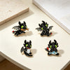 Cute Black Dragon Enamel Pin Set 4 Pcs, Cartoon Fantasy Creature Lapel Brooches, Gold‑Plated Badges for Backpack Decorative Pins - Image 3