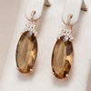 30 10mm Brown Stone Drop Earrings For Women Rose Gold Color Big Zircon Jewelry Accessories - Image 6