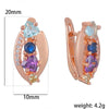 FJ Women Rose Gold Color Blue Stone Simulated Pearl Dangle Long Earrings - Image 6