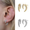 Crmya Unique Gold Silver Colors Cubic Zirconia CZ Tusk Ear Jacket Stud Earrings For Women Pave Double Spike Earring Jewelry - Image 1