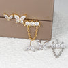 Three-Piece Stainless Steel Butterfly Chain Earring Set with Crystal Accents in Gold-Tone or Silver-Tone - Image 5