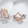 Zircon Flower Gray Pearl Drop Earrings for Women Rose Gold Silver Color Mix Boho Ethnic Wedding Jewelry - Image 5