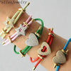 10Pcs Women's Gold Plated CZ Paved Heart Star Charm Colorful Wire Braided Rope Bracelets Adjustable - Image 8