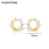 Silver Needle Pearls Stud Earrings For Women Geometry Pearls Pendant Earings Jewelry Party Gifts - Image 17