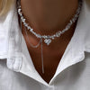 Crystal Heart Pendant Choker Necklace with Tassel Drop - Image 1