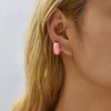 Cute Enamel Pink Geometric Round Heart Hoop Earrings Minimalist Gold Color Copper CZ Zirconia Hoop Huggies Korean Jewelry Gifts - Image 3