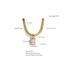 Geometric Square Cubic Zirconia Drop Snake Chain Collar Necklace Golden Jewelry Pvd Bulk Price - Image 5