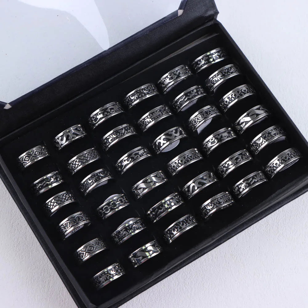 10pcs/lot Simple Stainless Steel Ring For Men Women Beautiful Punk Jewelry Vintage Birthday Party Gifts - Image 1