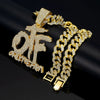 Hip Hop English Letter Otf Pendant Cuban Chain Necklace, Suitable For Daily Wear By Men And Women, Rock Party Jewelry - Image 2