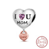 Silver Charm Bead Mother's Day Love Heart Family Charm Bead Pendant Fits Bracelet Womens Jewelry Gifts - Image 39