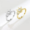 Rose Flower Rotating Ring For Women Spinner Fidgets Heart Charm Adjustable Open Rings Star Moon - Image 4