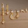 6PCS Cubic Zirconia Chain Star Moon Hoop Earring Set for Women Stainless Steel Pendant Cartilage Piercing Jewelry - Image 11