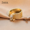 Zakol Korea Multilayer Zircon Engagement Open Rings for Women Water Drop Party Jewelry - Image 13