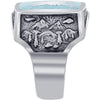 Mens Southwestern Style Turquoise Gemstone Inlay Howling Wolf Silver Ring - Image 5