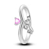 Charms Spring Silver Color Rings Pink Heart Shaped Zircon Cat Rings For Woman Romantic Wedding Engagement Jewelry Gifts - Image 8
