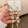 Flower Hanging Earrings White Enamel Floral Acrylic Petals Crystal Imitation Pearl Dangle Earrings for Women - Image 30
