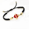 Red/Black Rope Braided Sacred Heart Shaped Crystal Cross Bracelet Classic for Men Women Lucky Religious Jewelry Party Gift - Image 2