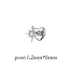 Silver Zircon Stud Earrings 1PC Eight pointed star Women Gold/Silver Heart Flat back piercing Jewelry Gift - Image 12