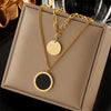 Meyrroyu 316L Stainless Steel Hip Hop PunkVintage Multilayer Coin Pendant Necklace For Women Double Layer Chain Necklace Jewelry - Image 27
